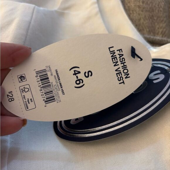 Scoop Longline Linen Blend Vest Sz Small Winter white - Picture 5 of 6